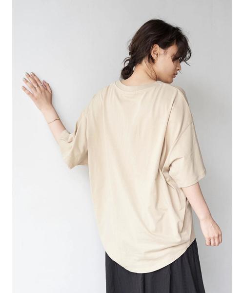 AMERICAN HOLIC（アメリカンホリック）の「クルーネック5分袖BIGカットプルオーバー　〇＊（Tシャツ/カットソー・レディース・チャコールグレー/ベージュ/ブラウン/ピンク/アイボリー/ミント・M/L）」の12枚目の写真