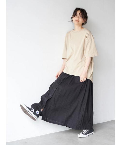 AMERICAN HOLIC（アメリカンホリック）の「クルーネック5分袖BIGカットプルオーバー　〇＊（Tシャツ/カットソー・レディース・チャコールグレー/ベージュ/ブラウン/ピンク/アイボリー/ミント・M/L）」の13枚目の写真