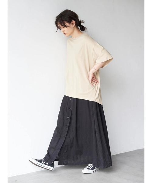 AMERICAN HOLIC（アメリカンホリック）の「クルーネック5分袖BIGカットプルオーバー　〇＊（Tシャツ/カットソー・レディース・チャコールグレー/ベージュ/ブラウン/ピンク/アイボリー/ミント・M/L）」の16枚目の写真