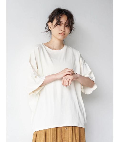 AMERICAN HOLIC（アメリカンホリック）の「クルーネック5分袖BIGカットプルオーバー　〇＊（Tシャツ/カットソー・レディース・チャコールグレー/ベージュ/ブラウン/ピンク/アイボリー/ミント・M/L）」の17枚目の写真