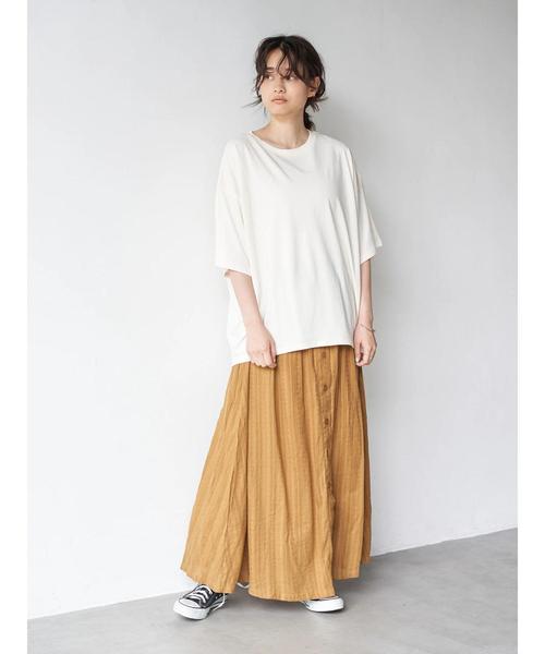 AMERICAN HOLIC（アメリカンホリック）の「クルーネック5分袖BIGカットプルオーバー　〇＊（Tシャツ/カットソー・レディース・チャコールグレー/ベージュ/ブラウン/ピンク/アイボリー/ミント・M/L）」の19枚目の写真