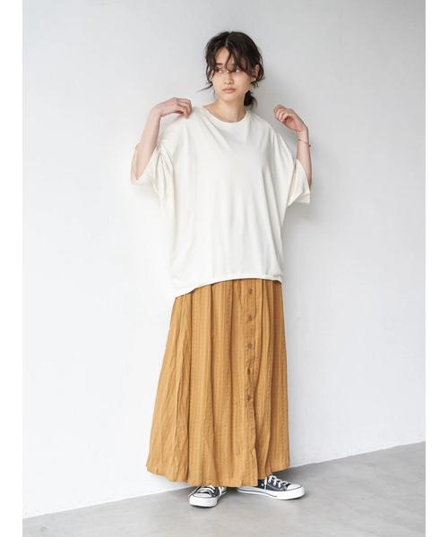 AMERICAN HOLIC（アメリカンホリック）の「クルーネック5分袖BIGカットプルオーバー　〇＊（Tシャツ/カットソー・レディース・チャコールグレー/ベージュ/ブラウン/ピンク/アイボリー/ミント・M/L）」の20枚目の写真