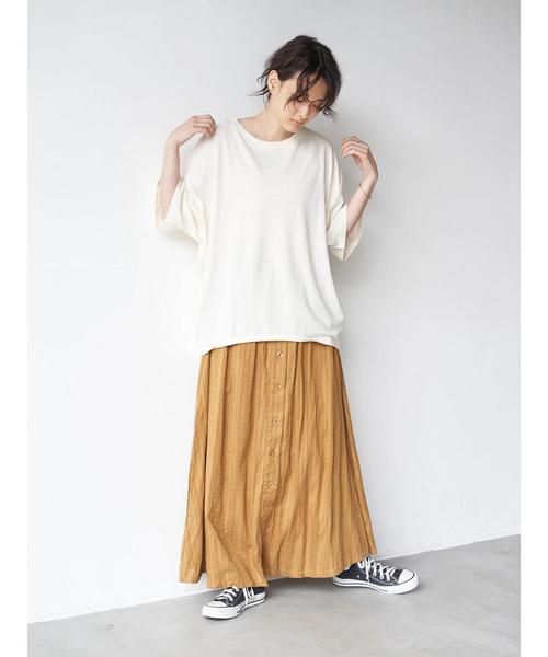 AMERICAN HOLIC（アメリカンホリック）の「クルーネック5分袖BIGカットプルオーバー　〇＊（Tシャツ/カットソー・レディース・チャコールグレー/ベージュ/ブラウン/ピンク/アイボリー/ミント・M/L）」の21枚目の写真