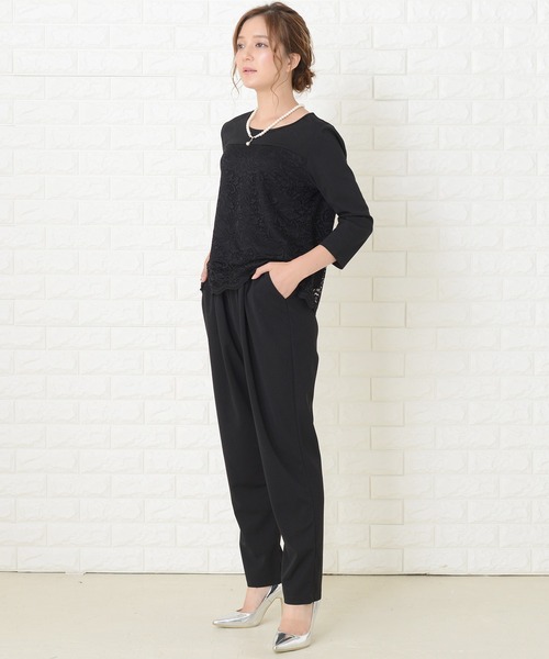 Lace Ladies（レースレディース）の「レース切り替え七分袖パンツドレスセットアップ（その他パンツ・レディース・グレー/ブラック/ネイビー・XL/L/M/XXL/S）」の4枚目の写真