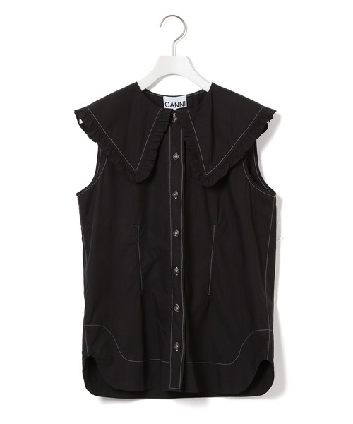 ADAM ET ROPE'（アダムエロペ）の「【GANNI】Cotton Poplin Blouse（シャツ/ブラウス・レディース・ブラック・1）」の3枚目の写真