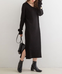Ｖネックリブニットワンピース
