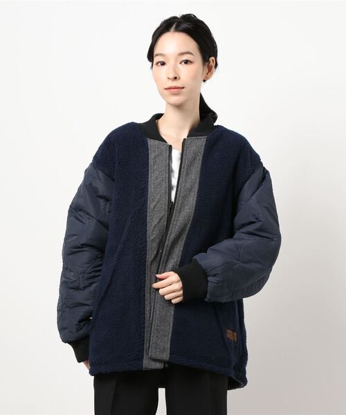 新品 CUBE SUGAR フラノ×キルト ジップアップ リバーシブル ブルゾン CUBE SUGAR フラノ×キルト ジップアップ リバーシブル ブルゾン