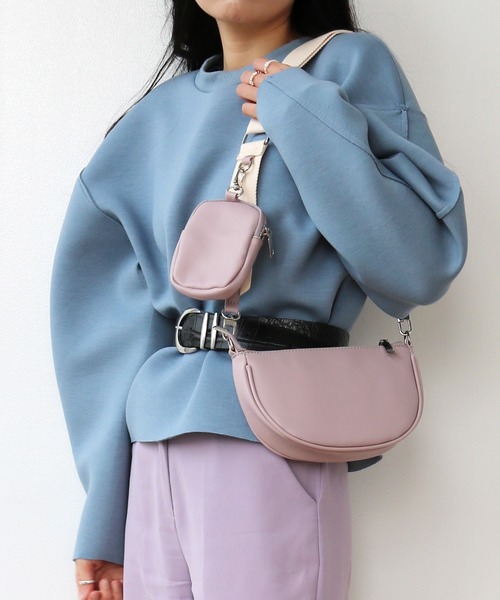 ACCOMMODE（アコモデ）の「ポーチつきボディバッグ（ボディバッグ/ウエストポーチ・レディース・パープル/ホワイト・FREE）」の10枚目の写真