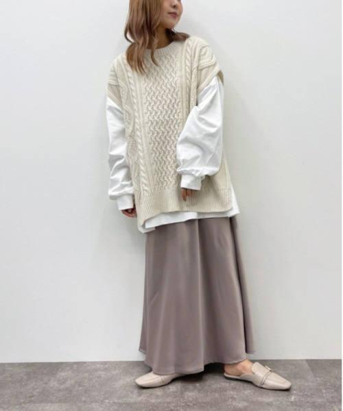 apres jour mignon（アプレジュールミニョン）の「ケーブルニットベスト【ZOZOTOWN限定アイテム】（ベスト・レディース・ブラック/アイボリー/クリーム・X-LARGE/フリー）」の19枚目の写真