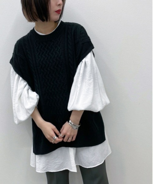 apres jour mignon（アプレジュールミニョン）の「ケーブルニットベスト【ZOZOTOWN限定アイテム】（ベスト・レディース・ブラック/アイボリー/クリーム・X-LARGE/フリー）」の14枚目の写真