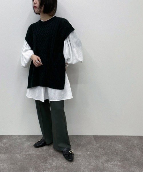 apres jour mignon（アプレジュールミニョン）の「ケーブルニットベスト【ZOZOTOWN限定アイテム】（ベスト・レディース・ブラック/アイボリー/クリーム・X-LARGE/フリー）」の20枚目の写真