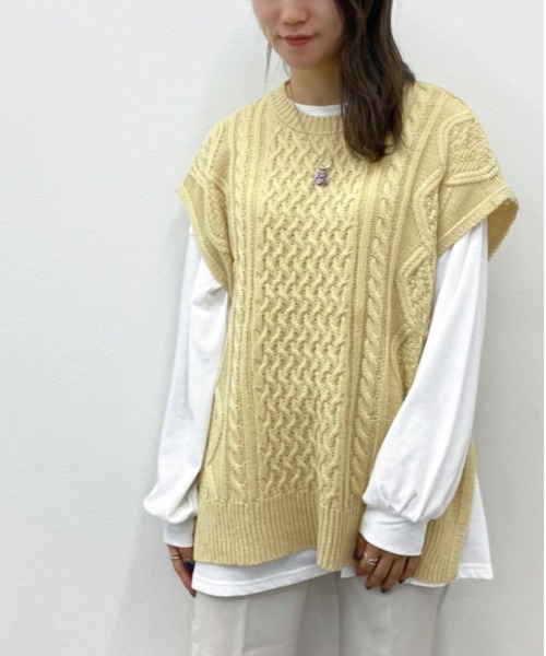 apres jour mignon（アプレジュールミニョン）の「ケーブルニットベスト【ZOZOTOWN限定アイテム】（ベスト・レディース・ブラック/アイボリー/クリーム・X-LARGE/フリー）」の15枚目の写真