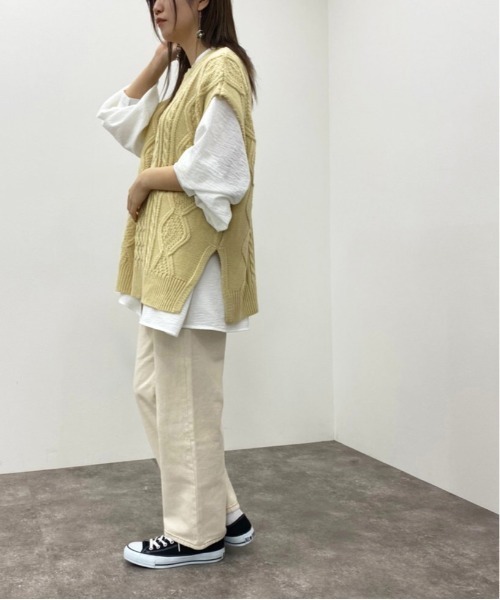 apres jour mignon（アプレジュールミニョン）の「ケーブルニットベスト【ZOZOTOWN限定アイテム】（ベスト・レディース・ブラック/アイボリー/クリーム・X-LARGE/フリー）」の11枚目の写真