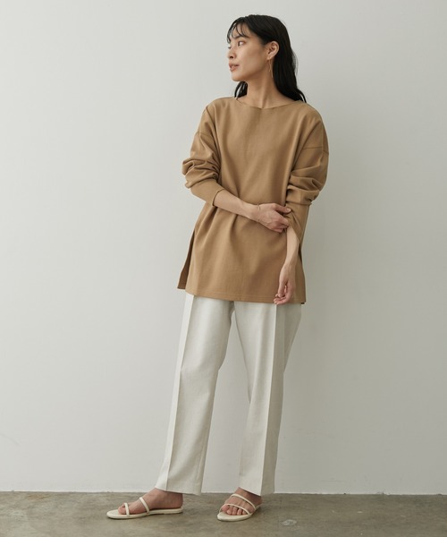 SALON adam et rope'（サロン アダム エ ロペ）の「バックベルト付き麻混タックパンツ（その他パンツ・レディース・ブラック/ベージュ/ライトグリーン・M/S）」の13枚目の写真