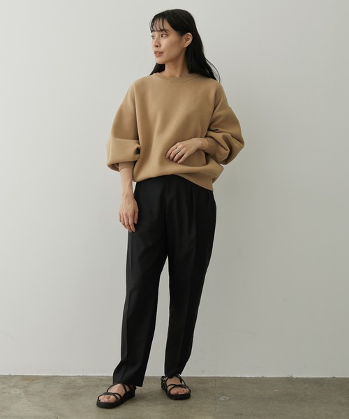 SALON adam et rope'（サロン アダム エ ロペ）の「バックベルト付き麻混タックパンツ（その他パンツ・レディース・ブラック/ベージュ/ライトグリーン・M/S）」の18枚目の写真