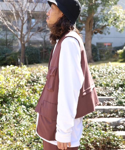 REMI RELIEF(レミレリーフ)の「REMI RELIEF/レミレリーフ ポケッタブルベスト vest メンズ 夏物 夏服(ベスト・メンズ・ベージュ/ブラウン・M/L/XL)」の3枚目の写真
