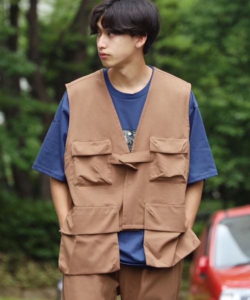 REMI RELIEF(レミレリーフ)の「REMI RELIEF/レミレリーフ ポケッタブルベスト vest メンズ 夏物 夏服(ベスト・メンズ・ベージュ/ブラウン・M/L/XL)」の8枚目の写真