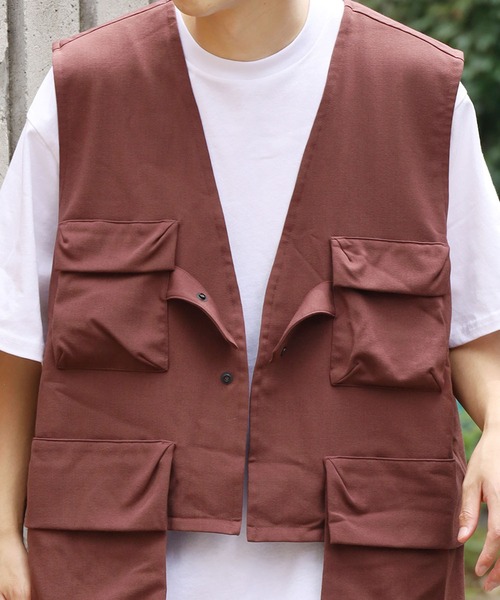 REMI RELIEF(レミレリーフ)の「REMI RELIEF/レミレリーフ ポケッタブルベスト vest メンズ 夏物 夏服(ベスト・メンズ・ベージュ/ブラウン・M/L/XL)」の7枚目の写真