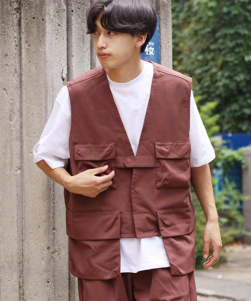 REMI RELIEF(レミレリーフ)の「REMI RELIEF/レミレリーフ ポケッタブルベスト vest メンズ 夏物 夏服(ベスト・メンズ・ベージュ/ブラウン・M/L/XL)」の18枚目の写真