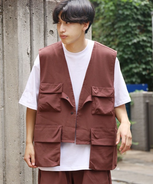 REMI RELIEF(レミレリーフ)の「REMI RELIEF/レミレリーフ ポケッタブルベスト vest メンズ 夏物 夏服(ベスト・メンズ・ベージュ/ブラウン・M/L/XL)」の19枚目の写真