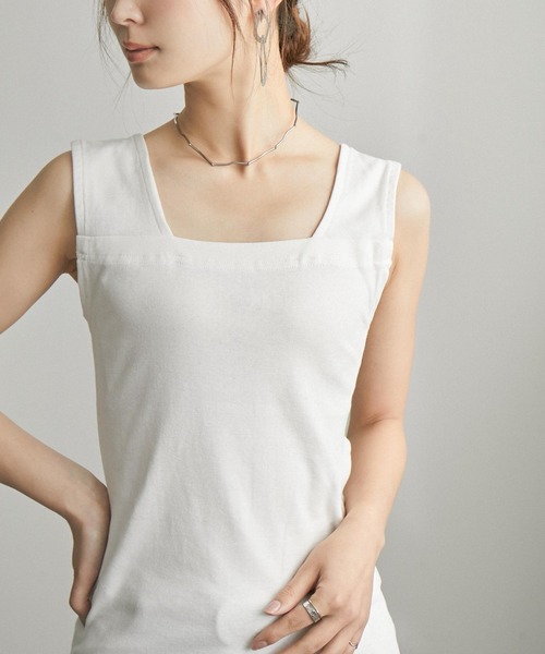 Fashion Letter(ファッションレター)の「ブラ紐隠しインナータンクトップ(タンクトップ・レディース・ブラック/オフホワイト/チャコールグレー・M/L/3L/LL/4L)」の15枚目の写真