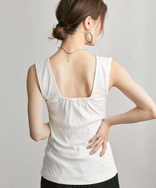 Fashion Letter(ファッションレター)の「ブラ紐隠しインナータンクトップ(タンクトップ・レディース・ブラック/オフホワイト/チャコールグレー・M/L/3L/LL/4L)」の20枚目の写真