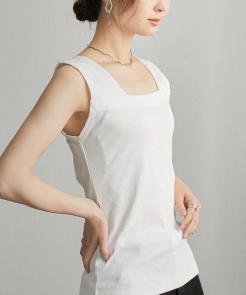 Fashion Letter(ファッションレター)の「ブラ紐隠しインナータンクトップ(タンクトップ・レディース・ブラック/オフホワイト/チャコールグレー・M/L/3L/LL/4L)」の11枚目の写真