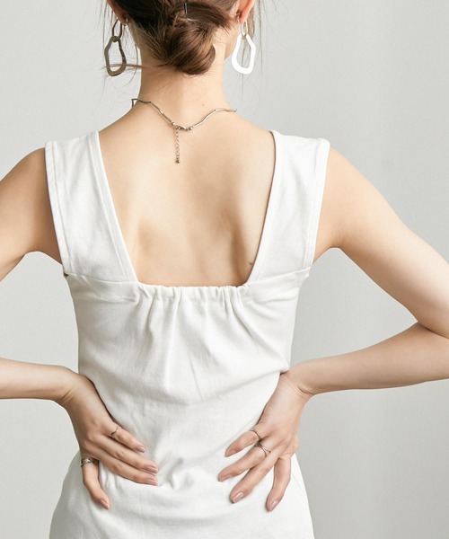 Fashion Letter(ファッションレター)の「ブラ紐隠しインナータンクトップ(タンクトップ・レディース・ブラック/オフホワイト/チャコールグレー・M/L/3L/LL/4L)」の16枚目の写真