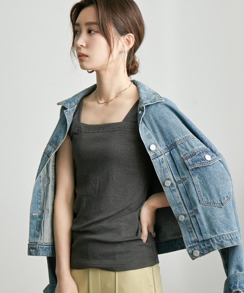 Fashion Letter(ファッションレター)の「ブラ紐隠しインナータンクトップ(タンクトップ・レディース・ブラック/オフホワイト/チャコールグレー・M/L/3L/LL/4L)」の12枚目の写真