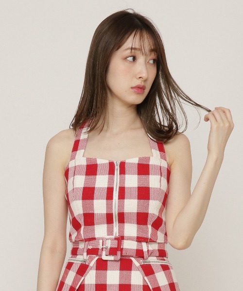 REDYAZEL（レディアゼル）の「オリジナルギンガムホルタービスチェ（その他トップス・レディース・パープル/レッド/オフホワイト・SMALL/MEDIUM）」の5枚目の写真