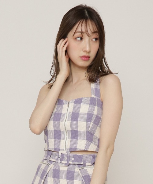 REDYAZEL（レディアゼル）の「オリジナルギンガムホルタービスチェ（その他トップス・レディース・パープル/レッド/オフホワイト・SMALL/MEDIUM）」の6枚目の写真