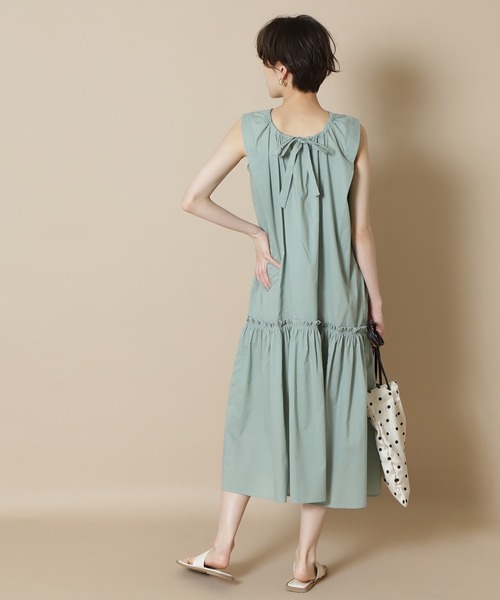 N.（N. Natural Beauty Basic）（エヌエヌナチュラルビューティーベーシック）の「◆コットンローンギャザーホールワンピース（ワンピース・レディース・チャコールグレー/ライトグリーン/レッド・MEDIUM）」の10枚目の写真