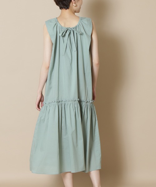 N.（N. Natural Beauty Basic）（エヌエヌナチュラルビューティーベーシック）の「◆コットンローンギャザーホールワンピース（ワンピース・レディース・チャコールグレー/ライトグリーン/レッド・MEDIUM）」の12枚目の写真