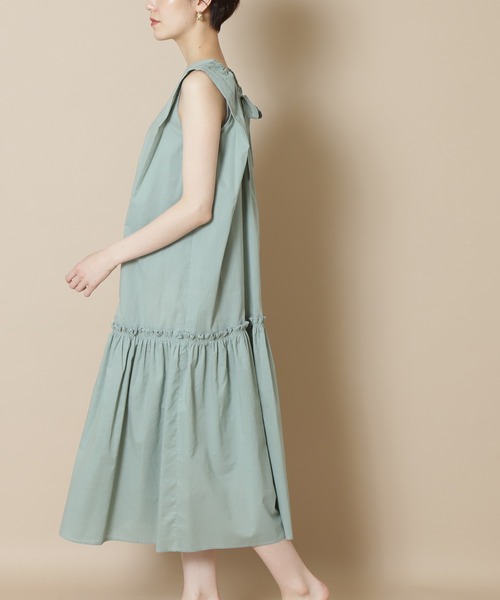 N.（N. Natural Beauty Basic）（エヌエヌナチュラルビューティーベーシック）の「◆コットンローンギャザーホールワンピース（ワンピース・レディース・チャコールグレー/ライトグリーン/レッド・MEDIUM）」の9枚目の写真