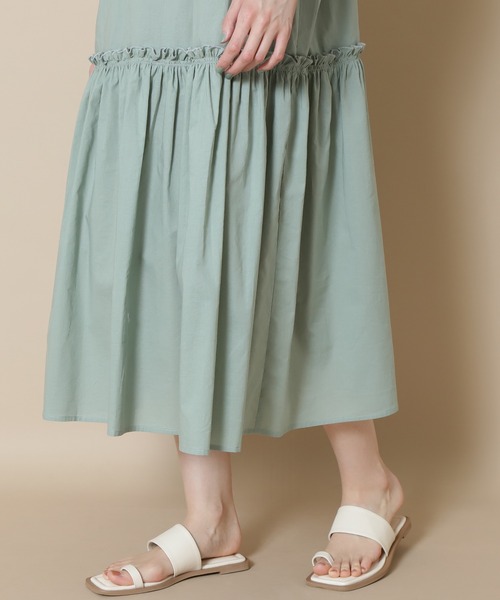 N.（N. Natural Beauty Basic）（エヌエヌナチュラルビューティーベーシック）の「◆コットンローンギャザーホールワンピース（ワンピース・レディース・チャコールグレー/ライトグリーン/レッド・MEDIUM）」の8枚目の写真