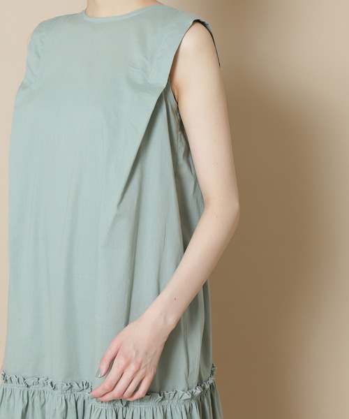 N.（N. Natural Beauty Basic）（エヌエヌナチュラルビューティーベーシック）の「◆コットンローンギャザーホールワンピース（ワンピース・レディース・チャコールグレー/ライトグリーン/レッド・MEDIUM）」の14枚目の写真