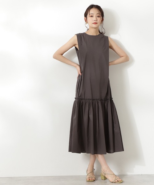 N.（N. Natural Beauty Basic）（エヌエヌナチュラルビューティーベーシック）の「◆コットンローンギャザーホールワンピース（ワンピース・レディース・チャコールグレー/ライトグリーン/レッド・MEDIUM）」の15枚目の写真