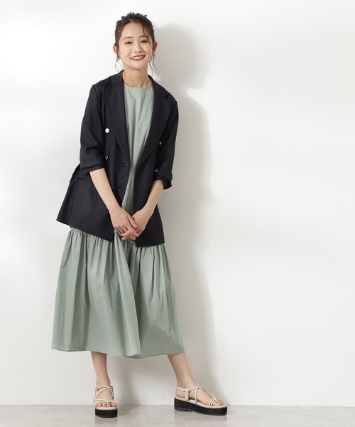 N.（N. Natural Beauty Basic）（エヌエヌナチュラルビューティーベーシック）の「◆コットンローンギャザーホールワンピース（ワンピース・レディース・チャコールグレー/ライトグリーン/レッド・MEDIUM）」の20枚目の写真