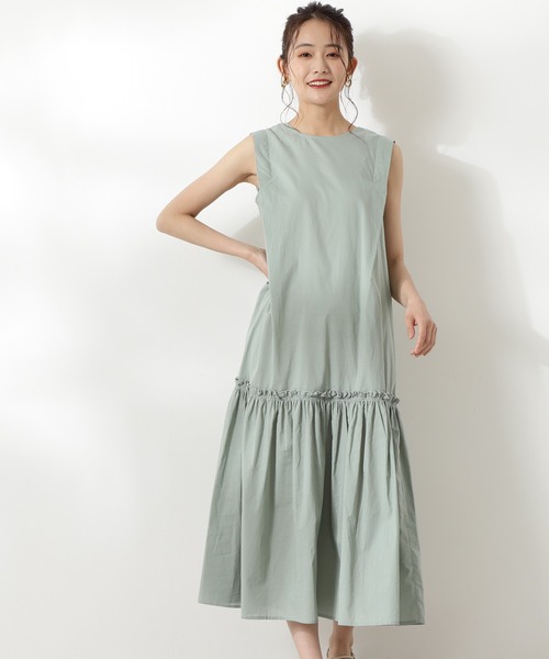 N.（N. Natural Beauty Basic）（エヌエヌナチュラルビューティーベーシック）の「◆コットンローンギャザーホールワンピース（ワンピース・レディース・チャコールグレー/ライトグリーン/レッド・MEDIUM）」の18枚目の写真