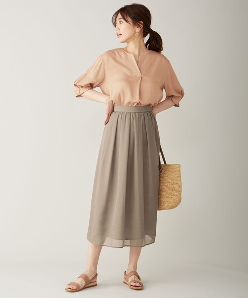 J.PRESS(ジェイプレス)の「【洗える】キュプラローン ノーカラー ブラウス(シャツ/ブラウス・レディース・ピンク系・T13/T15)」の2枚目の写真