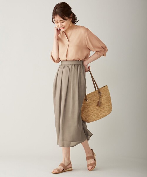 J.PRESS(ジェイプレス)の「【洗える】キュプラローン ノーカラー ブラウス(シャツ/ブラウス・レディース・ピンク系・T13/T15)」の3枚目の写真