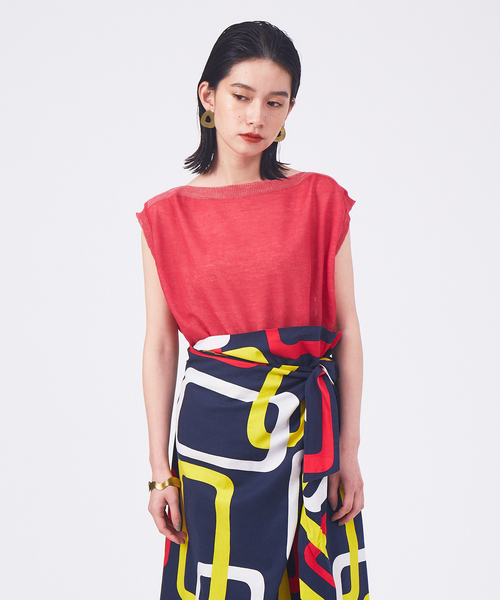 qualite（カリテ）の「【リバーシブル対応】シアーカラーレイヤードニット（ニット/セーター・レディース・ホワイト/ピンク/ダークネイビー・フリー）」の3枚目の写真