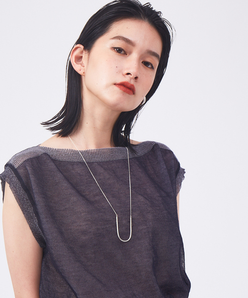 qualite（カリテ）の「【リバーシブル対応】シアーカラーレイヤードニット（ニット/セーター・レディース・ホワイト/ピンク/ダークネイビー・フリー）」の2枚目の写真