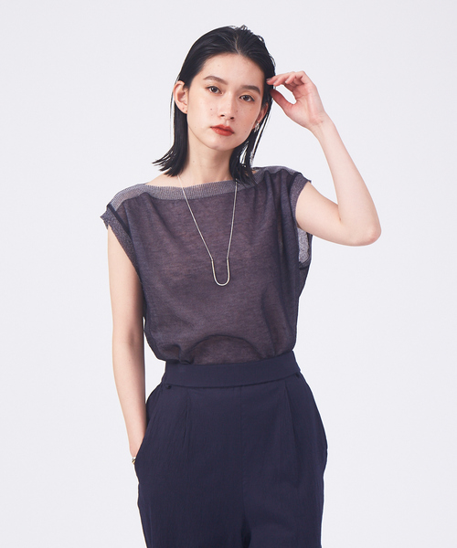 qualite（カリテ）の「【リバーシブル対応】シアーカラーレイヤードニット（ニット/セーター・レディース・ホワイト/ピンク/ダークネイビー・フリー）」の6枚目の写真