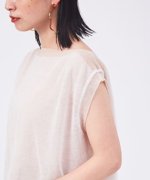 qualite（カリテ）の「【リバーシブル対応】シアーカラーレイヤードニット（ニット/セーター・レディース・ホワイト/ピンク/ダークネイビー・フリー）」の5枚目の写真