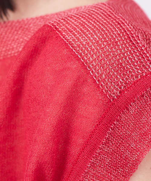 qualite（カリテ）の「【リバーシブル対応】シアーカラーレイヤードニット（ニット/セーター・レディース・ホワイト/ピンク/ダークネイビー・フリー）」の14枚目の写真