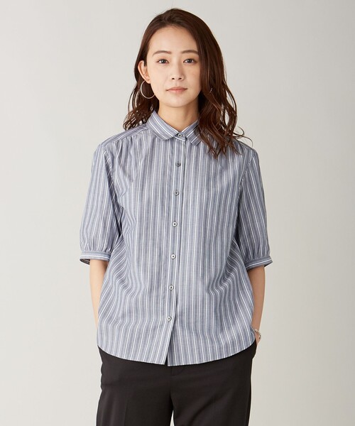 J.PRESS（ジェイプレス）の「【洗える】BEZ 空羽ストライプⅢ ブラウス（シャツ/ブラウス・レディース・ライトグレー系1/ピンク系1/ネイビー系1・T13/T15）」の2枚目の写真