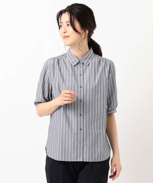 J.PRESS（ジェイプレス）の「【洗える】BEZ 空羽ストライプⅢ ブラウス（シャツ/ブラウス・レディース・ライトグレー系1/ピンク系1/ネイビー系1・T13/T15）」の10枚目の写真