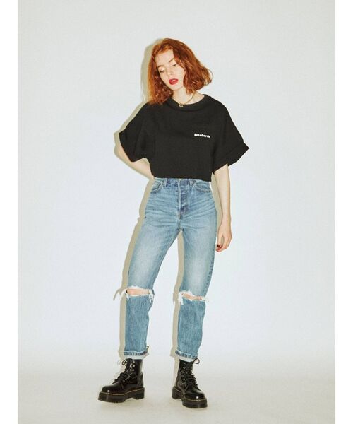 jouetie（ジュエティ）の「クロップドロゴ Tシャツ（Tシャツ/カットソー・レディース・オフホワイト/ブラック/パープル・MEDIUM）」の4枚目の写真