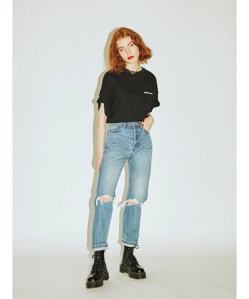 jouetie（ジュエティ）の「クロップドロゴ Tシャツ（Tシャツ/カットソー・レディース・オフホワイト/ブラック/パープル・MEDIUM）」の7枚目の写真